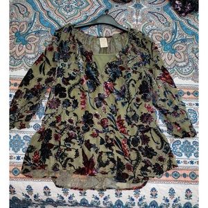 Olive green velvet top